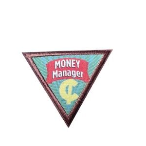 NEW Girl Scout Brownies Money Manager 2" Embroidered Patch Inverted Pyramid